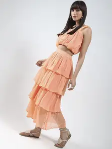 Sera Shoulder Straps Top & Layered Maxi Skirt Co-Ord Set