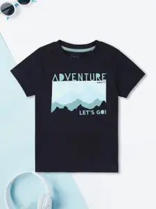 max Boys Printed Raw Edge T-shirt