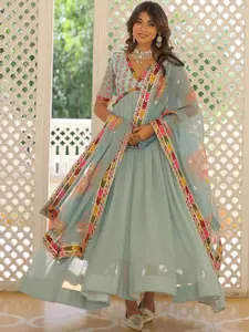 Fashion Basket Embroidered Anarkali Maxi Gown With Dupatta