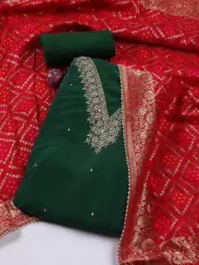 Meena Bazaar Embroidered Art Silk Unstitched Dress Material