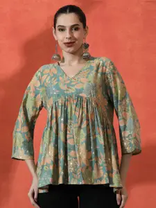 Sangria Printed Pure Cotton A-Line Kurti