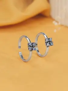 GIVA Silver-Plated Oxidised Toe Rings