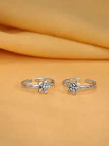 GIVA Silver-Plated Oxidised Toe Rings