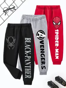 KUCHIPOO Boys Pack Of 3 Marvel Avengers & Black Panther Printed Joggers