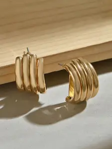 ToniQ Gold-Toned Molten Huggies Shell Stud Earrings