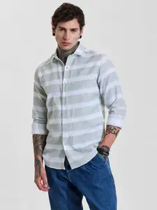 Snitch Men Slim Fit Multi Stripes Opaque Striped Casual Shirt