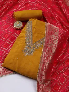 Meena Bazaar Embroidered Art Silk Unstitched Dress Material