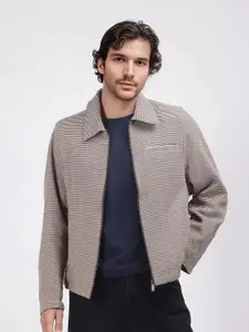 RARE RABBIT Men Checked Open Front Jacket