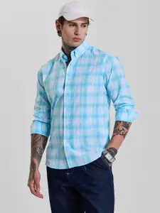 Snitch Men Slim Fit Opaque Checked Casual Shirt