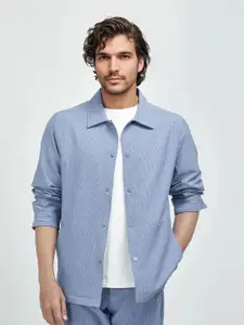 RARE RABBIT Men Striped Tailored Jacket with Embroidered