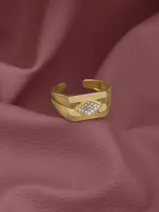 Carlton London 18kt Gold Plated CZ Fancy Adjustable Finger Ring