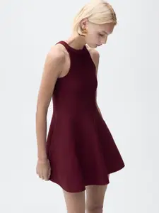 MANGO Halter Neck A-Line Mini Dress