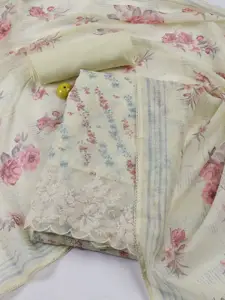 Meena Bazaar Printed Linen Unstitched Dress Material