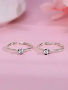 GIVA Silver-Plated Oxidised Toe Rings