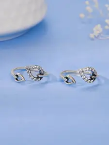 GIVA Silver-Plated Oxidised Toe Rings