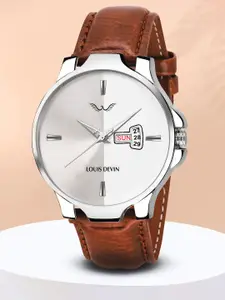 LOUIS DEVIN Men Brass Embellished Dial & Straps Analogue Watch LD-WT030-SLV-BRW