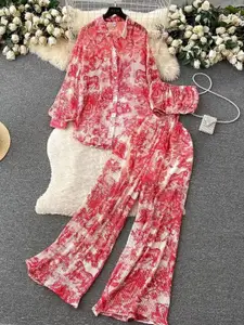 PANKH Printed Top With Trousers & Shirts Co-Ords