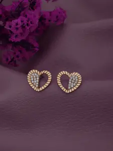 Carlton London 18kt Rose Gold Plated CZ Heart Stud Earring