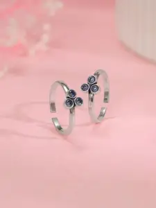 GIVA Silver-Plated Oxidised Toe Rings