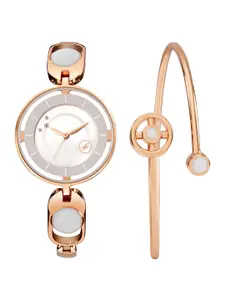 Fastrack Women Brass Dial & Straps Watch 6237WM02F