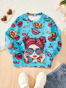 YK Girls Printed Sweatshirt
