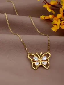 Carlton London 18kt Gold Plated CZ Butterfly Necklace