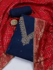 Meena Bazaar Embroidered Art Silk Unstitched Dress Material