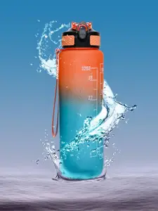MARKET99 Blue & Orange Single Plastic Printed Water Bottle