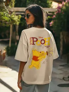 JUNEBERRY Winnie The Pooh Graphic Printed Pure Cotton Oversized T-shirt
