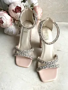 House of Prisca Embellished Party Block Sandals