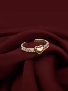Carlton London 18kt Rose Gold Plated CZ Heart Adjustable Finger Ring