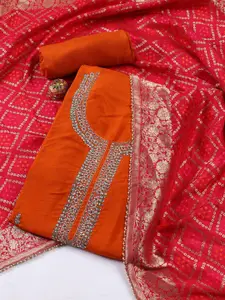 Meena Bazaar Embroidered Art Silk Unstitched Dress Material