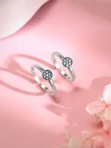 GIVA Silver-Plated Oxidised Toe Rings