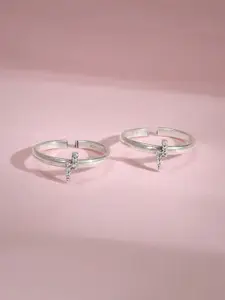 GIVA Rhodium-Plated Toe Rings