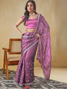 RACHNA Floral Embroidered Tissue Ready to Wear Saree