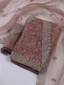 Meena Bazaar Embroidered Organza Unstitched Dress Material