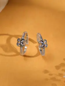 GIVA Silver-Plated Oxidised Toe Rings