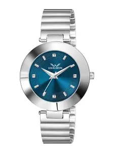 LOUIS DEVIN Women Brass Dial & Stainless Steel Bracelet Style Straps Analogue Watch LD-RD177-BLU
