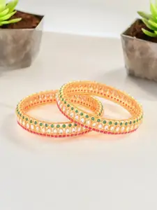 FEMMIBELLA Set Of 2 22KT Gold-Plated Kundan-Studded Bangles