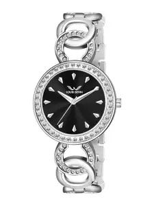 LOUIS DEVIN Women Brass Embellished Dial & Stainless Steel Bracelet Style Straps Analogue Watch