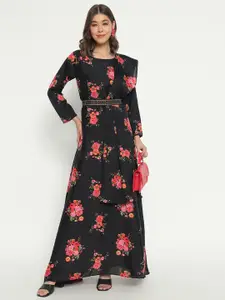 Raiyani Fashion Floral Print Applique Fit & Flare Maxi Dress