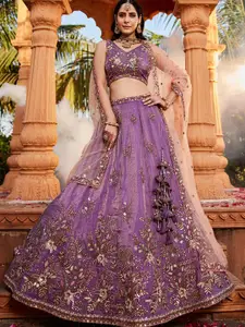 panchhi Embroidered Beads and Stones Semi-Stitched Lehenga & Unstitched Blouse With Dupatta