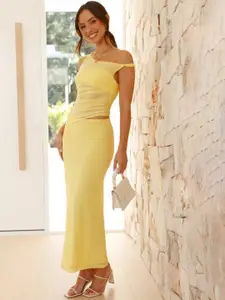 MIAKEE Off Shoulder Top With Skirt Co-Ords Set