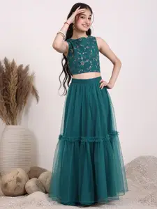Inddus Girls Embroidered Thread Work Ready to Wear Lehenga &