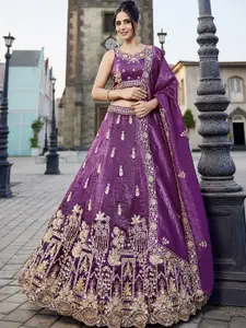 panchhi Embroidered Beads and Stones Semi-Stitched Lehenga & Unstitched Blouse With Dupatta