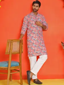 Anouk Men Floral Printed Regular Sequinned Kurta with Pyjamas