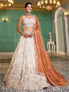 panchhi Embroidered Sequinned Semi-Stitched Lehenga & Unstitched Blouse With Dupatta