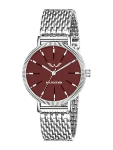 LOUIS DEVIN Women Brass Dial & Stainless Steel Straps Analogue Watch LD-ZL176-MRN