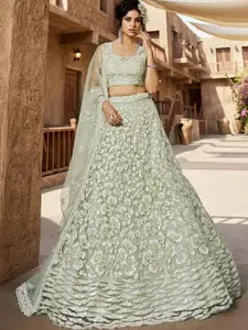 panchhi Embroidered Sequinned Semi-Stitched Lehenga & Unstitched Blouse With Dupatta