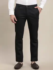 Turtle Men Textured Checked Relaxed Tapered Fit Chinos Trousers